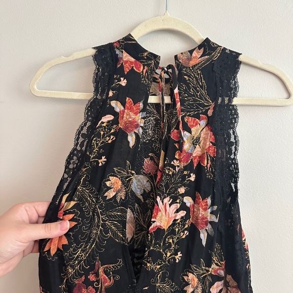 Free People She Moves Black Floral Print Lace Slip Dress - Picture 10 of 12